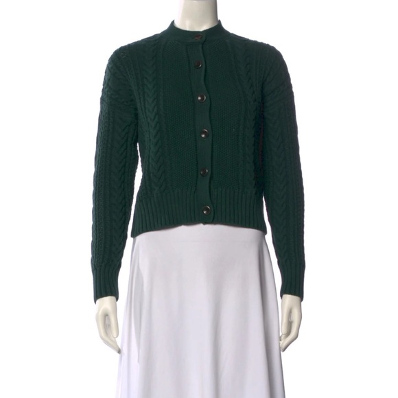 Alex Mill Nico Chunky Cotton cable knit Cardigan in Evergreen size Medium - Picture 4 of 13